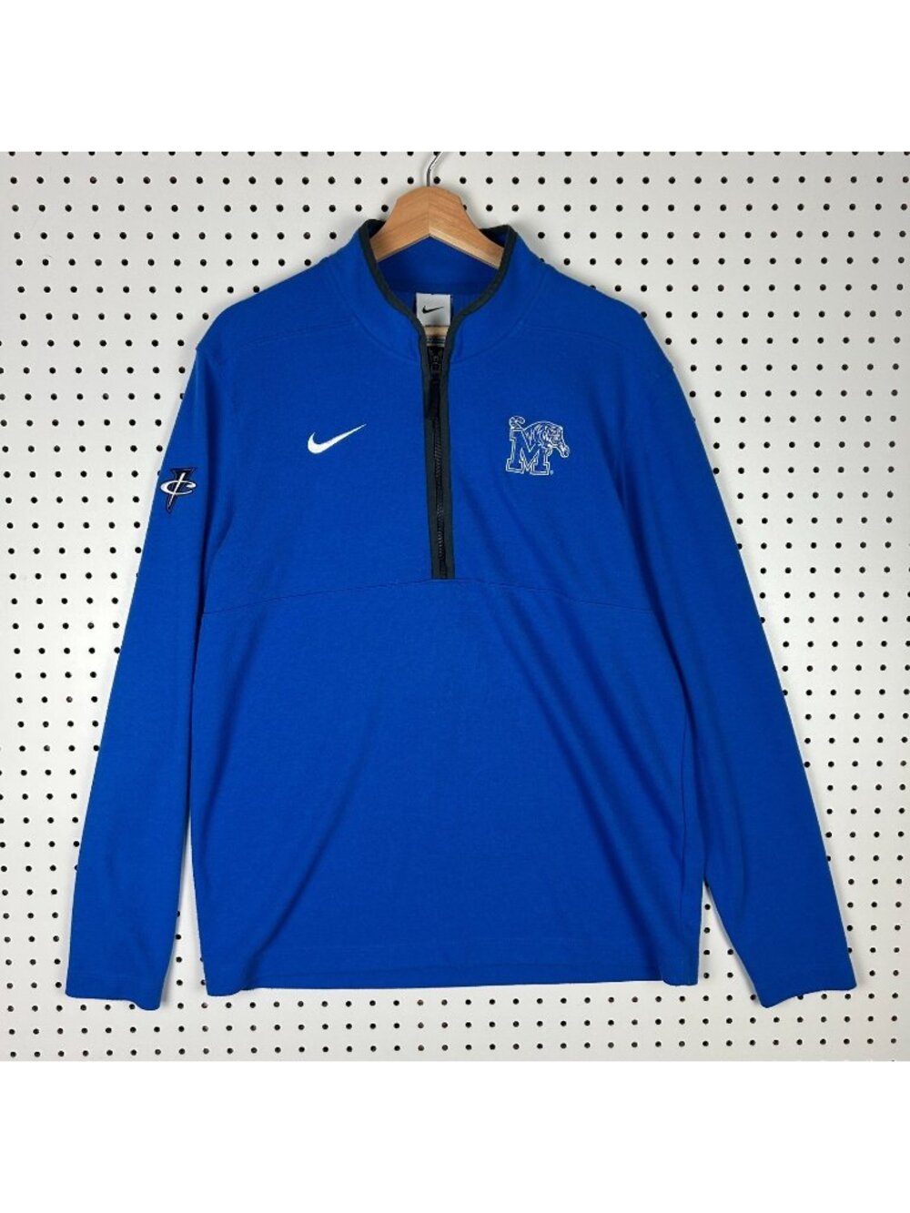Nike 1 Cent Memphis Tiger Sweater Large Blue Basketball Coach Zip Penny Hardaway